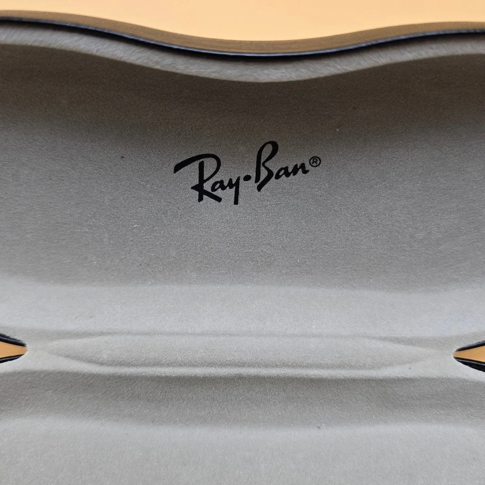 Ray-Ban Brown Hard Shell Sunglass Case Clamshell Logo Textured Eyewear Protector